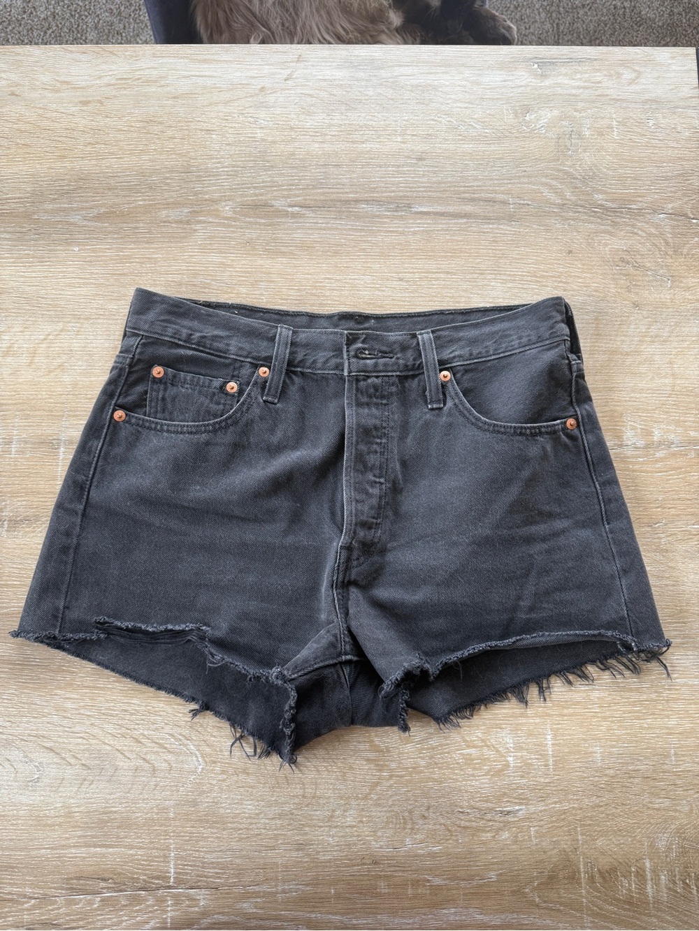 Levi’s Black Frayed Hem Women's Denim Shorts